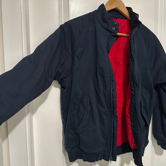 Gap Kids Vintage | Vintage Gap Kids Utility Bomber Jacket Navy Outer Red Lining - Picture 6 of 12